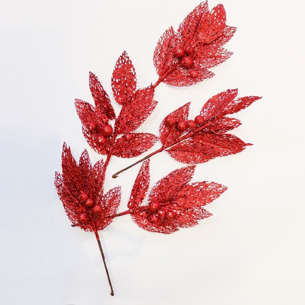Picture of Red Glitter Leaves