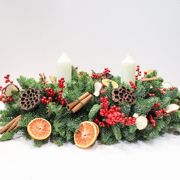 Picture of Fresh Pine Traditional Christmas Table Arrangement