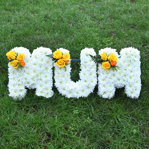 Picture of White and Yellow Mum Sympathy Flowers