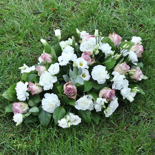 Picture of Vintage White and Purple Sympathy Flowers