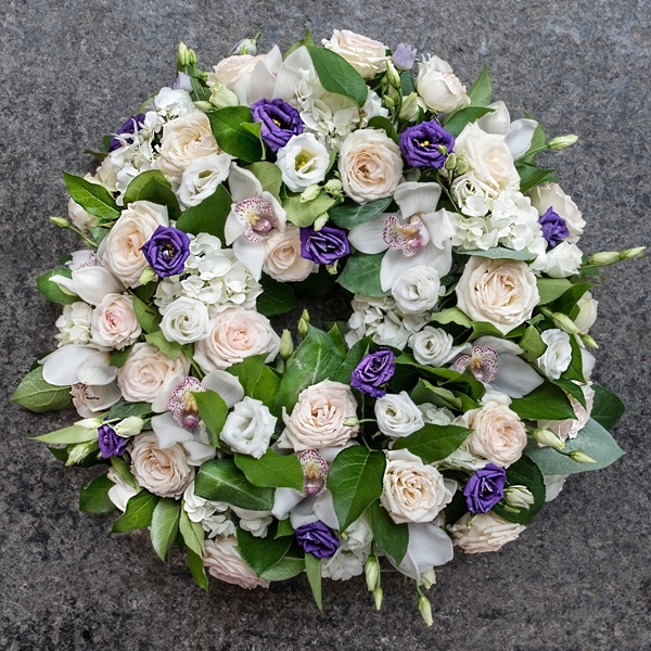 Purple, Pink & White Rose Wreath