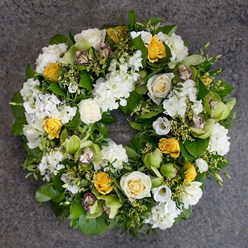 Yellow & White Rose Wreath
