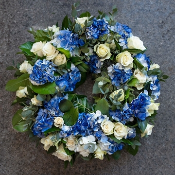 Blue & White Rose Wreath