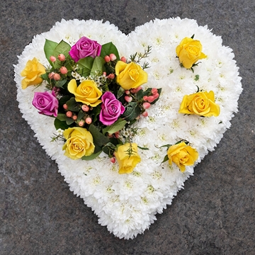 Heart with Yellow & Pink Roses