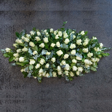 White Roses Coffin Spray